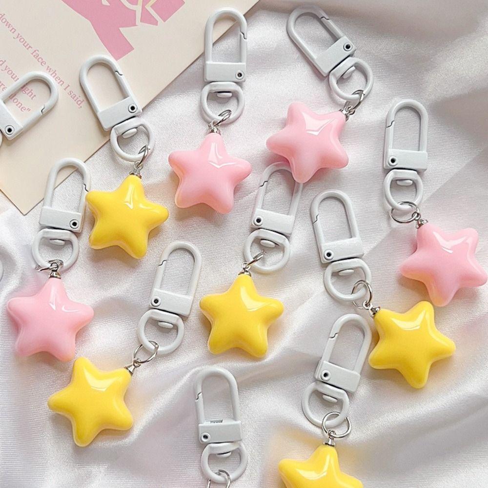 Stars Yellow Pink Stars Keychain Chubby Chubby Milk Yellow Star Keychain   Girls Gifts
