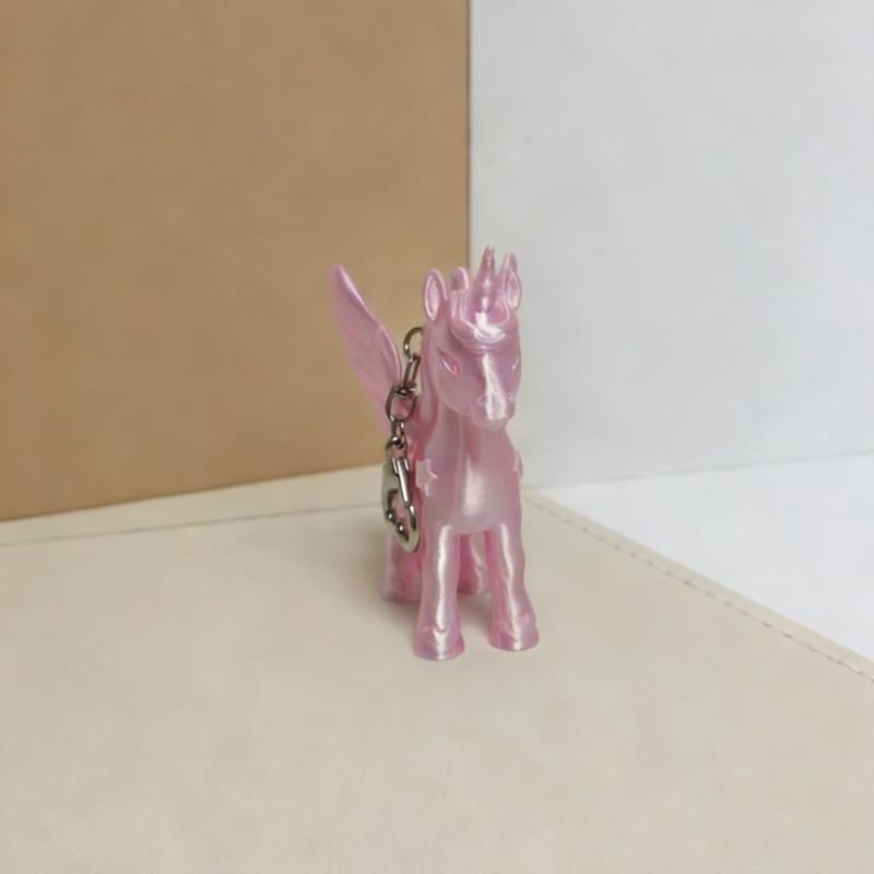 Cute Pink 3D Printed Pegasus Keychain Heart Clasp Bag Charm for Fashion Accessories