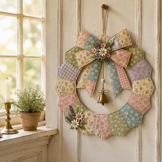 Набор для рукоделия в деревенском стиле, DIY, гирлянда из лоскутков, набор ретро-тканей с цветами, весеннее сезонное украшение для двери и имитация