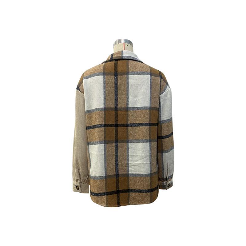 Повседневный тренд, универсальная повседневная осенняя женская куртка с длинными рукавами и цветными блоками в клетку