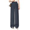 Women Solid Color Suit Pants High-Waisted Straight Button Zipper Wide Leg Pants Fly Pockets Baggy Trousers Office Wear