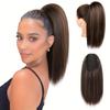Elegant 16-inch Straight Ponytail Extension for Women - Multi-Layered, Clip-In Synthetic Hairpiece with Drawstring, Lightweight