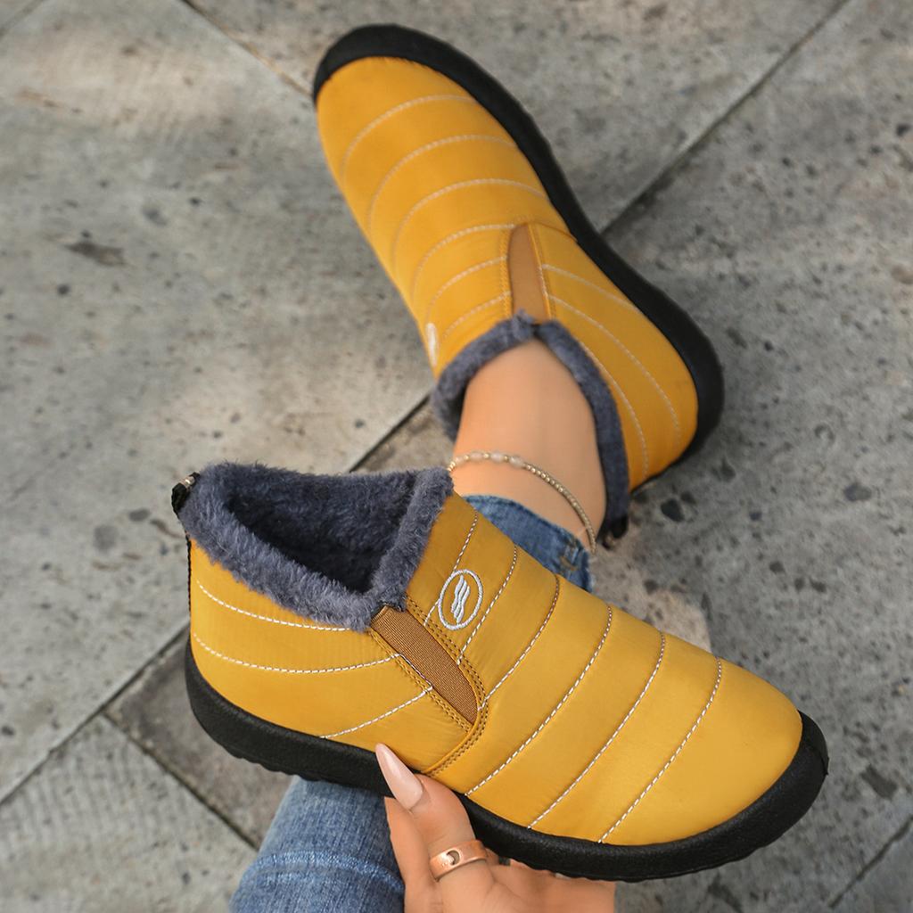 Очень теплые зимние ботинки большого размера 48 - Нескользящая толстая подошва, Зимние ботинки с круглым носком, Минималистичный дизайн однотонного цвета для походных ботинок для улицы