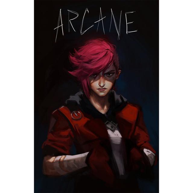 Рамка из цельного дерева, настенное искусство, популярная игра Jinx League of Legends Arcane, постер телесериала, холст, картина для гостиной, любителей игр, домашний декор