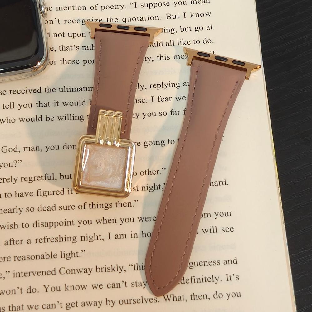 Женский роскошный кожаный ремешок для Apple Watch Serise11 42мм 46мм Малахитовый ремешок для Iwatch Serise10 9 8 7 6 5 4 Se 3 2 Элегантный браслет Ultra3 49мм