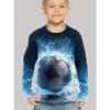 Spring and Autumn Round Neck 3D Football Printed Top Fashionable Casual Long Sleeved Children's Boy T-shirts