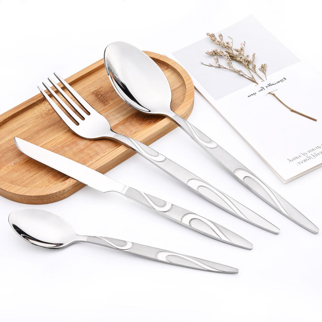 Винтажный набор столовой посуды в стиле вестерн, 24 шт., столовые приборы из нержавеющей стали 304, столовые приборы, светильник, роскошный стиль, обеденный нож, вилка, ложка, набор посуды