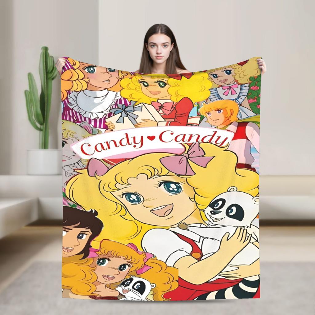 Candy Candy And Terry Anime Blanket Warm Soft Funny Plush Bedding Throws For Couch Bed Travel Flannel Bedspread Bed Cover