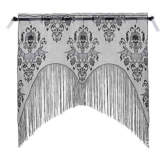 Halloween Tablecloth Decoration Black Lace Table Runner Round Spider Cobweb Table Cover Fireplace Mantel Scarf Lampshade Bat Wall Stickers for