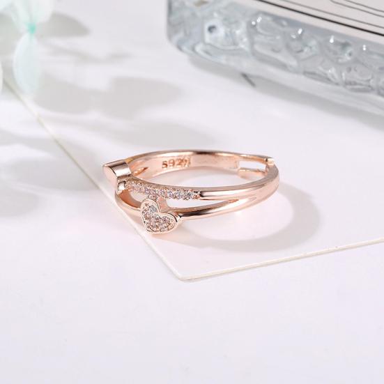 Женское открытое кольцо со стразами, регулируемое любовное полое, гладкое, романтическое, полированное в форме сердца, подарок на годовщину свадьбы