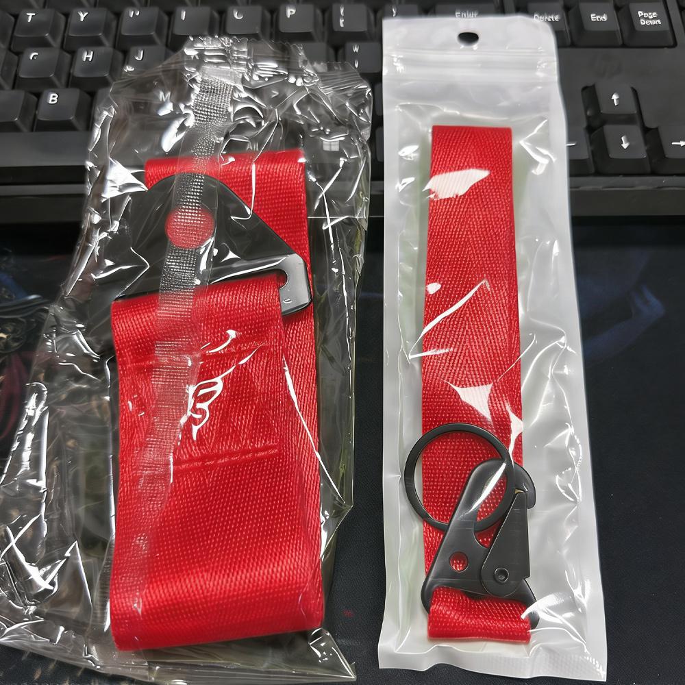 Car Towing Strap Nylon Car Dragging Strap Car Tow Rope Car Key Decor Strap Car Key Ring Solid Color Car Decor Strap Set