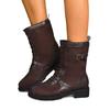 Women's Wide Width Mid-Calf Boots, Front Lace Up Roman Style Leather Boots, European Retro Casual Ankle Booties