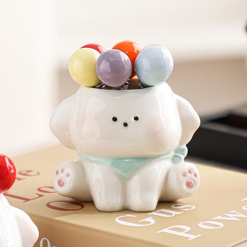 1 Set Ceramic Jar Stainless Steel Home Kitchen Dessert Cake Fruit Fork Storage Container Utensil Set, Suitable for Weddings, Banquets, Gifts,birthdays