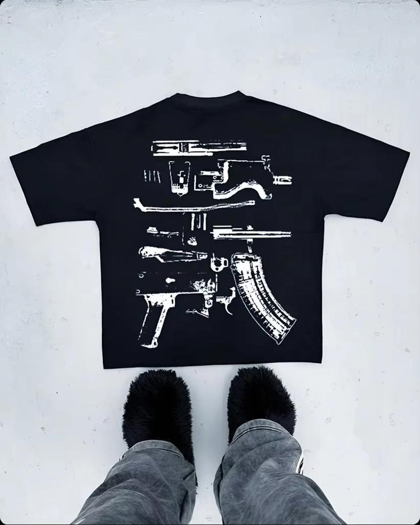 Harajuku Banana Gun Graphic T Shirts Vintage Y2k Men Women Tee Oversized Couples Gothic Streetwear Punk Casual Top Unisex Clothe