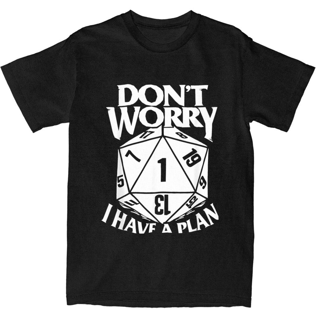Dungeon Dragon Dice Don't Worry I Have A Plan T Shirt Accessories for Men Cotton Dnd Game Dm D20 Tee Shirt Clothing Gift Idea