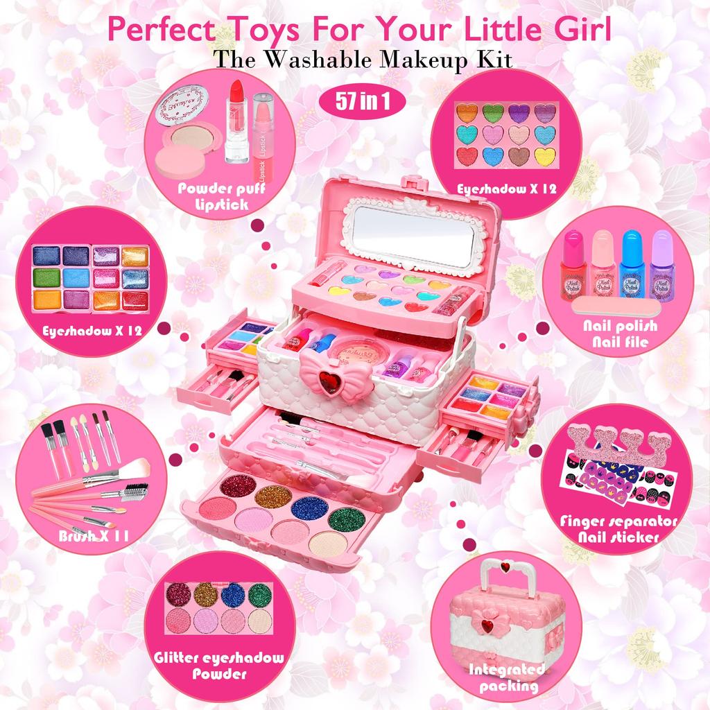 Kids Makeup Set for Girls Kids Makeup Set for Ages Maquillaje Para Play Makeup Perfect Toy for Little Princess Kids Ages Birthday Gift for Girls -