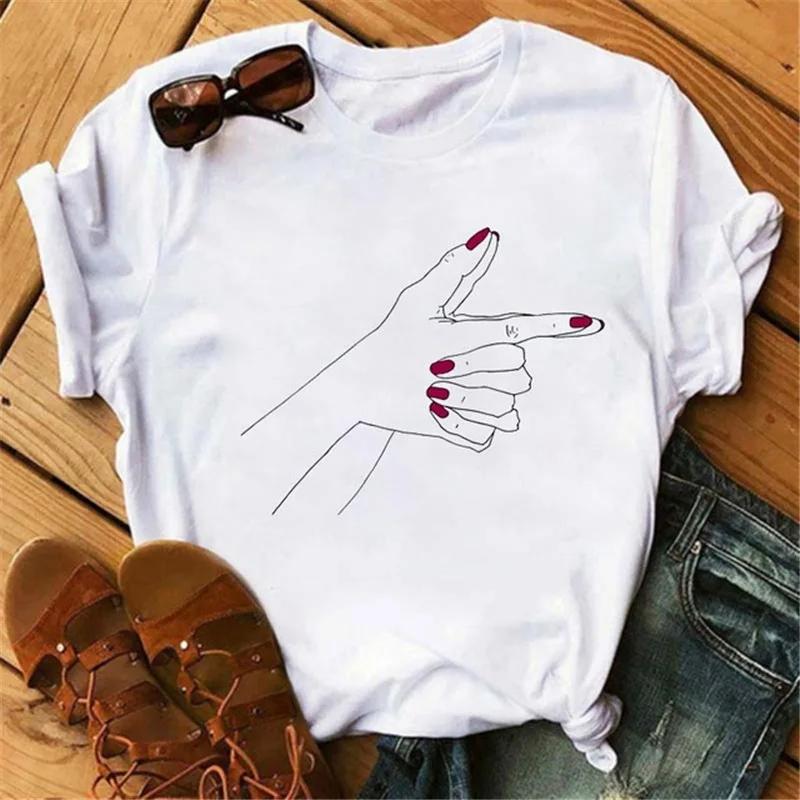 Middle Finger Print T Shirt Women Short Sleeve O Neck Loose Tshirt Summer Women Causal Tee Shirt Tops Camisetas Mujer