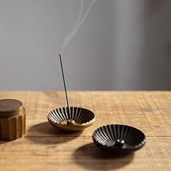 Nousaku Kikuwari Incense Dish Black Tea 330062 - [Brass]
