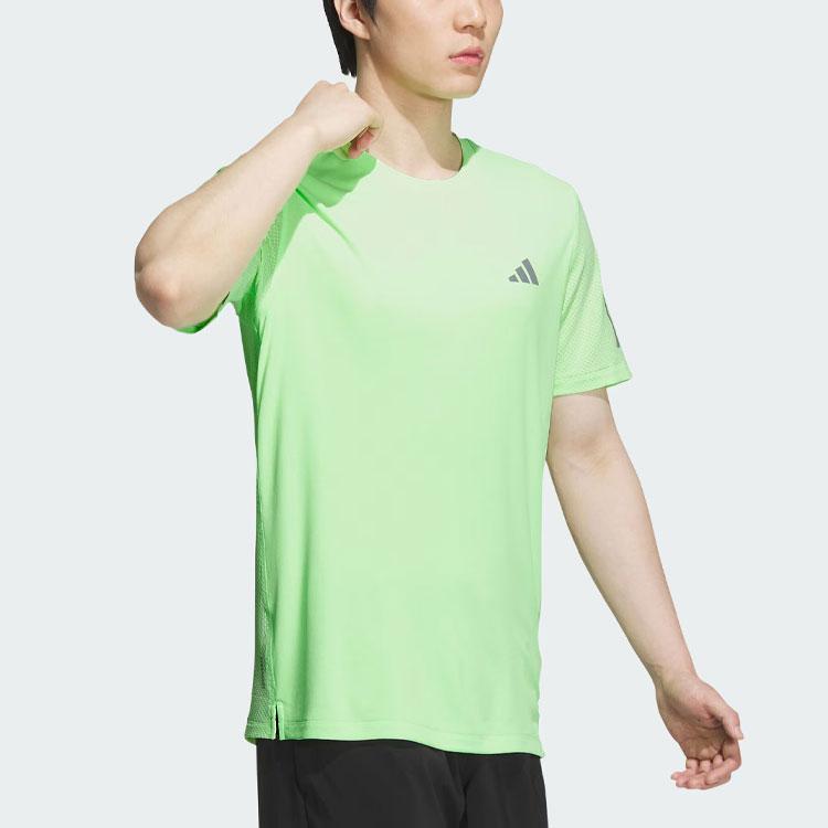Adidas Футболка Own The Run Cooler, мужские топы, светло-зеленая, JF1474