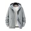 Unisex Gray Melange Thick Fabric Zippered Hooded Jacket