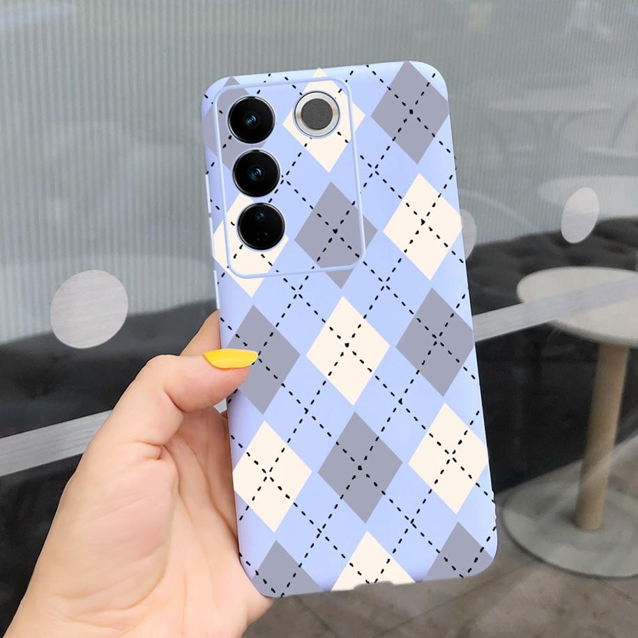 Чехол для Vivo V27 Pro Задняя крышка для Vivo V27e Модный чехол-фунда конфетного цвета с рисунком для Vivo V27 5G V 27e V27Pro V2237 V2230 Мягкий чехол