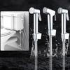 Toilet Handheld Bidet Spray Shattaf Sprayer Shower Hose Rack Floor Cleaning Set