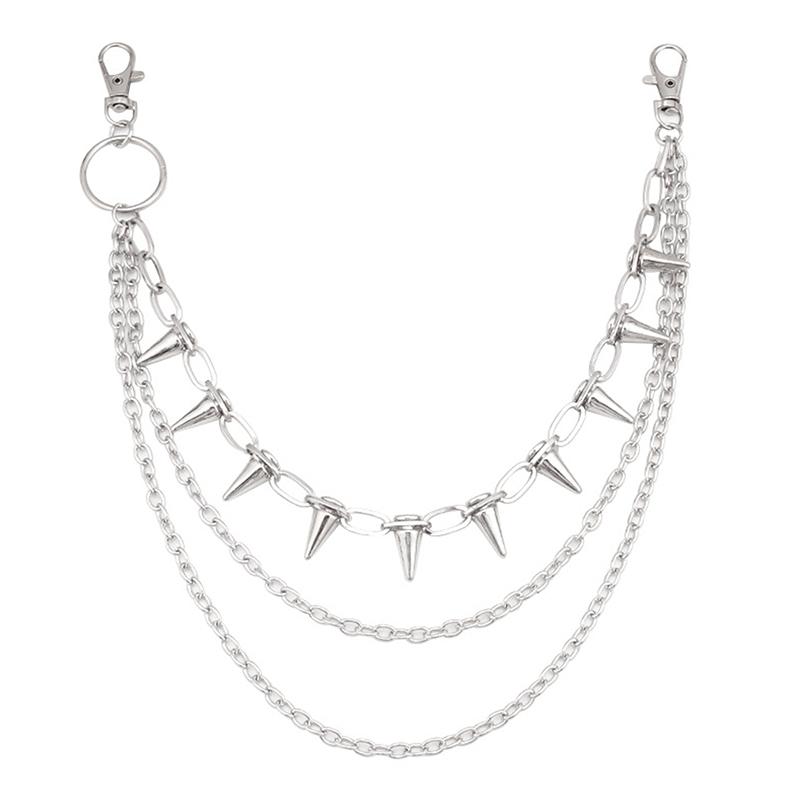 Hip-Hop Punk Metal Rivets Pants Chain Multi-Layer Waist Chain Dress Up Pants Hundred For Men Women Waist Chain Jewelry