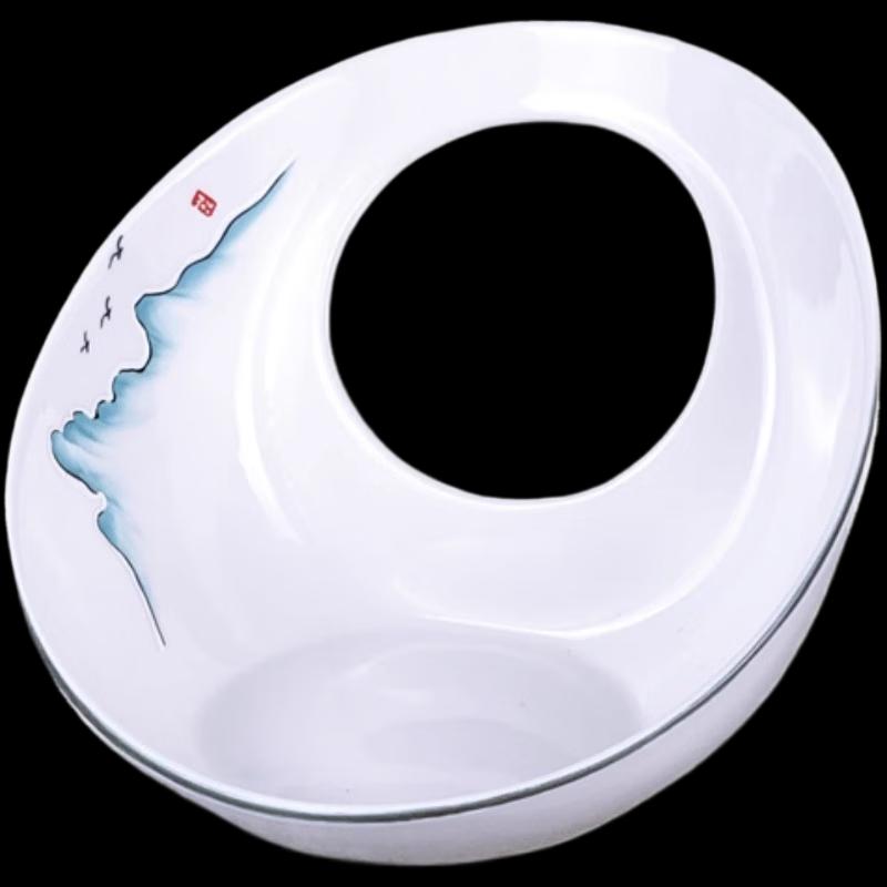 Irregular Ceramic Dinner Plate Set - Mountain Scenery (5-Pack)