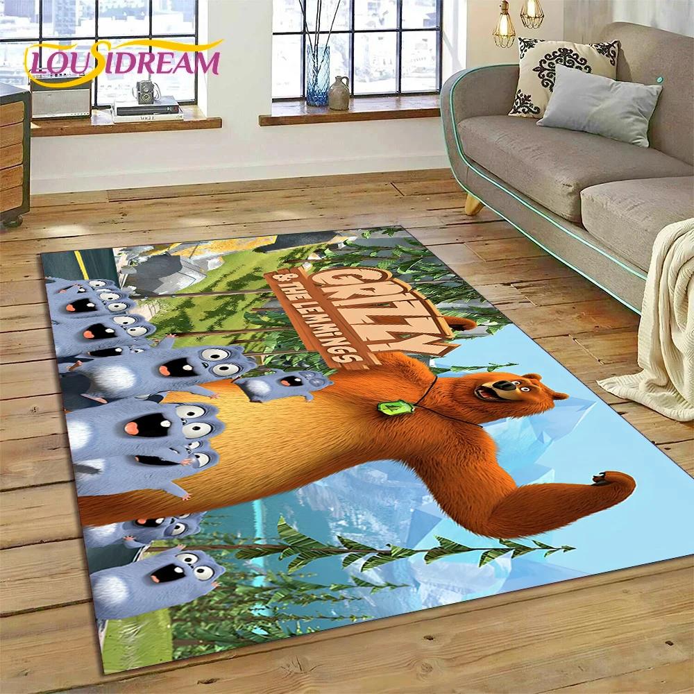 Cartoon Grizzy and The Lemmings Rug Carpet for Living Room Bedroom Home Decor,Floor Mat Non-slip Decoration for Sofa Doormat Kid