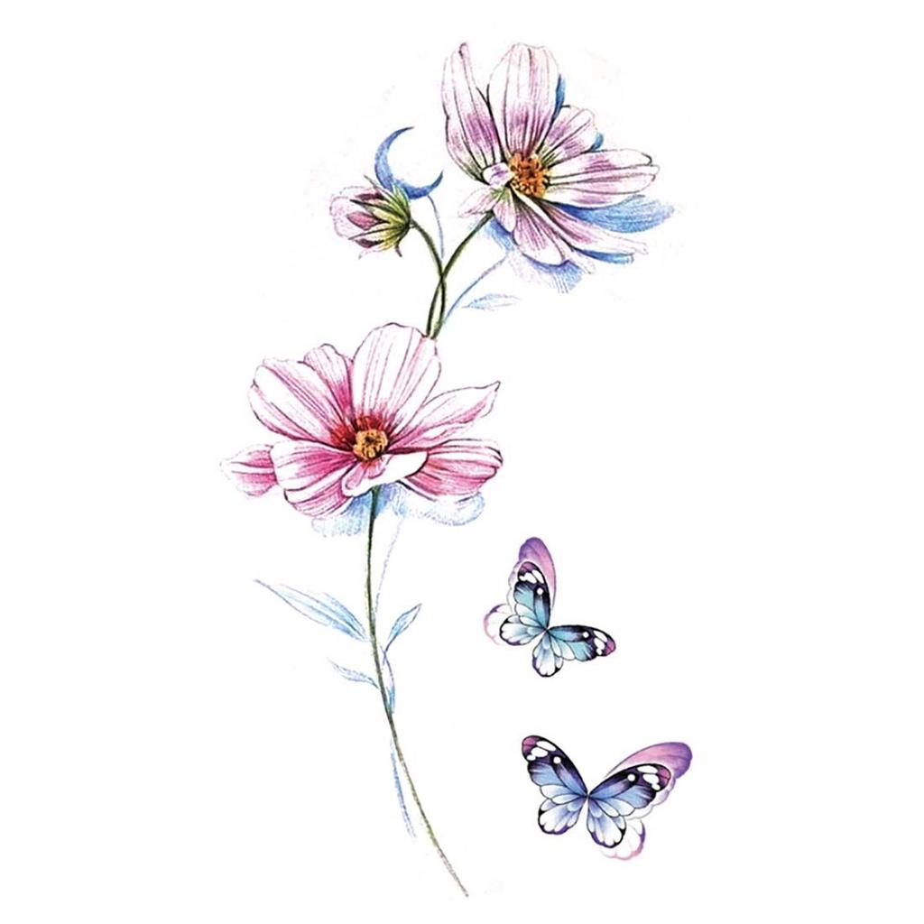 Body Art Waterproof Black Rose Butterfly Design Cover Scars 3D Body Tattoo Sticker Temporary Decal