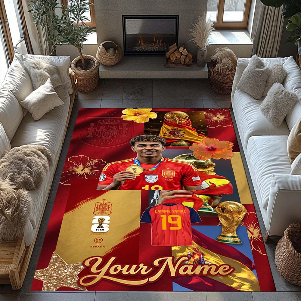 Lamin Yamal Customized Name Floor Rug Office Rug Design For Outdoor Living Rooms Entryway Kitchen Antislip Carpet Anime Office Decor Wedding Party Gif