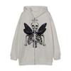 Dark Style Sweatshirt Ladies Hoodie Goth Couple Butterfly Skull Harajuku Large Size Zip Sweater