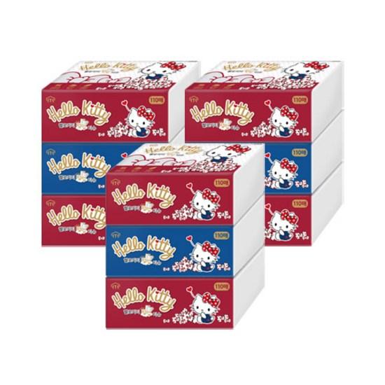 Hello Kitty Natural Pulp Pop-up Tissue 3-ply 110 Sheets, 110 Pieces, 9 Pieces, a Popular Character In Korea