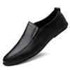 Men Casual Shoes Genuine Leather Slip On Comfortable Men Black Flats Male Driving Shoes Big Size