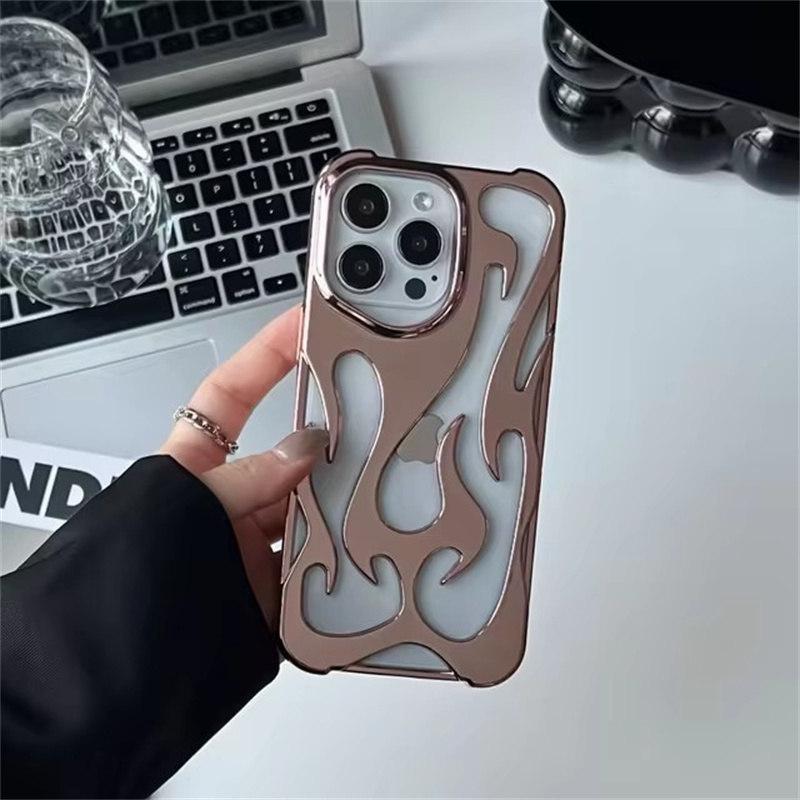Новый 3D чехол для телефона с рисунком пламени для iPhone16 17 15 13 12 11 14 ProMax 15 Plus Модный полый тонкий противоударный защитный мягкий чехол