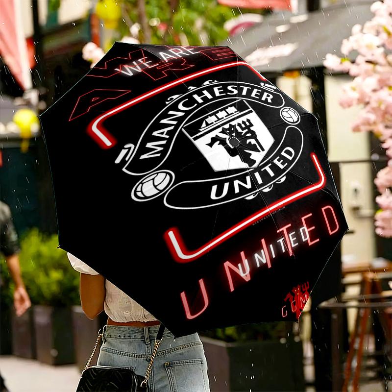 Manchester Football Print Umbrella Automatic Opening/ Closing - Portable Foldable Design - Daily use for Travel/Outdoor - Gift for Birthday