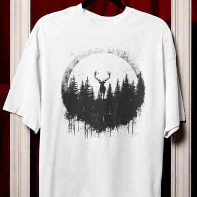 Fauna | Gothic Deer Silhouette Men's T-Shirt, Forest Graphic Tee