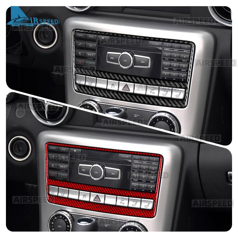 For Mercedes Benz SLK R172 2011 2012 2013 2014 2015 2016 Car Central Control CD Panel Real Soft Carbon Fiber Trim Sticker