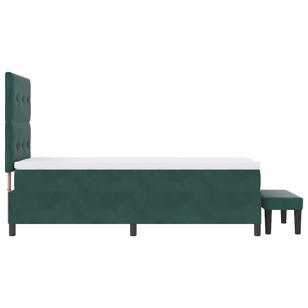 Box Spring Bed with Headboard Dark Green 200 x 90 cm Velvet