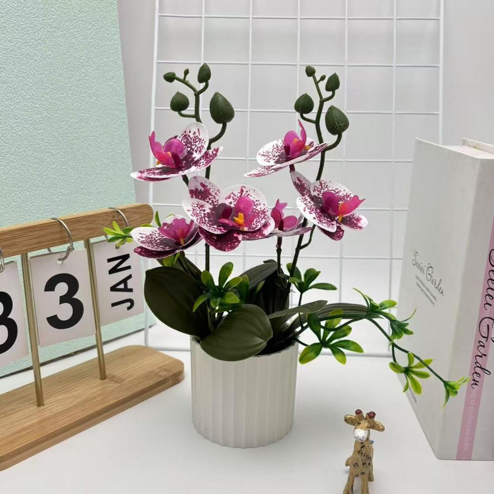 Fake Butterfly Orchid Flower With Pot For Indoor Home Decor And Greenery Enhancement