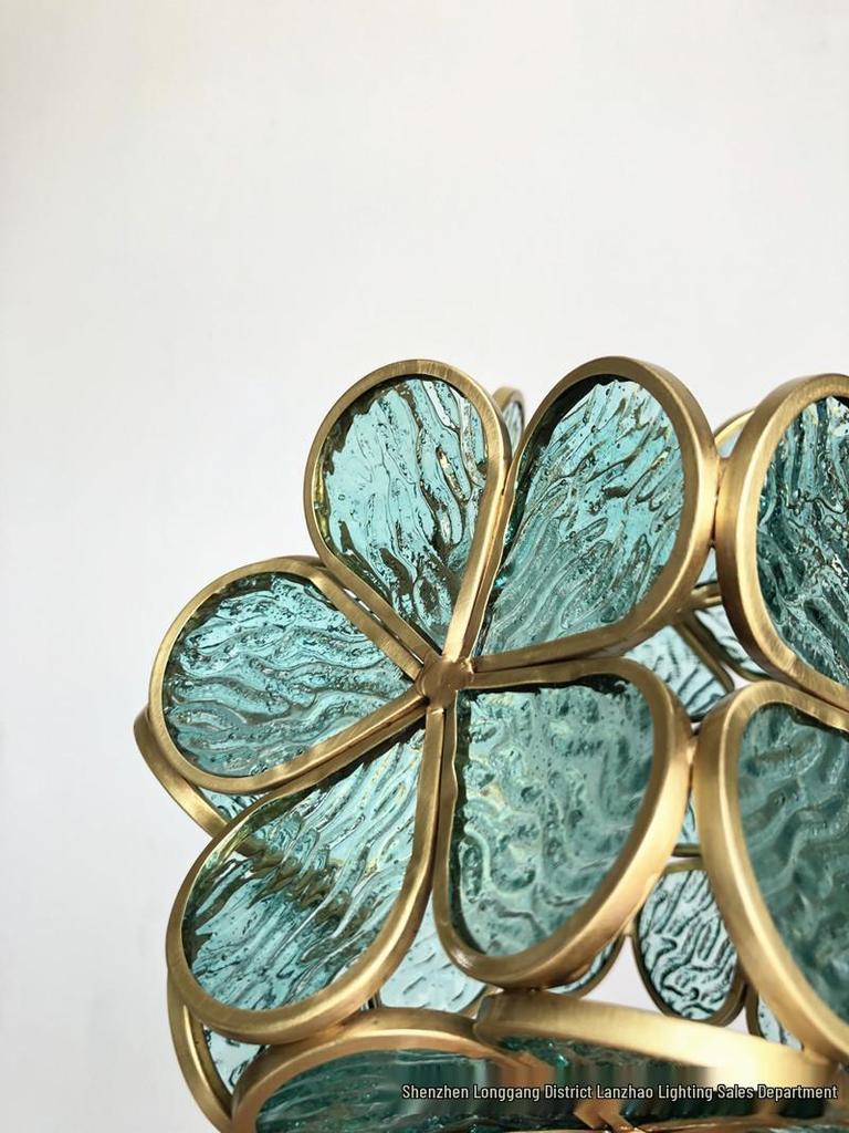 Скандинавская японская люстра-подвеска ручной работы из латуни и стекла в виде лепестков для спальни, прикроватной зоны, ресторана или прихожей