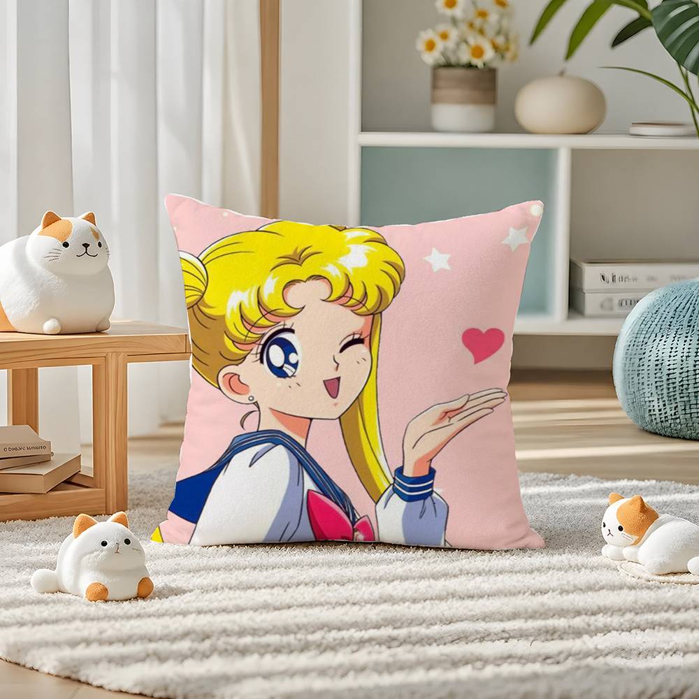 Sailor Moon Rei Hino Anime Plush Pillow Cover Soft Short Plush Cushion Cover For Sofa Bedroom Home Decor Gift Decoration