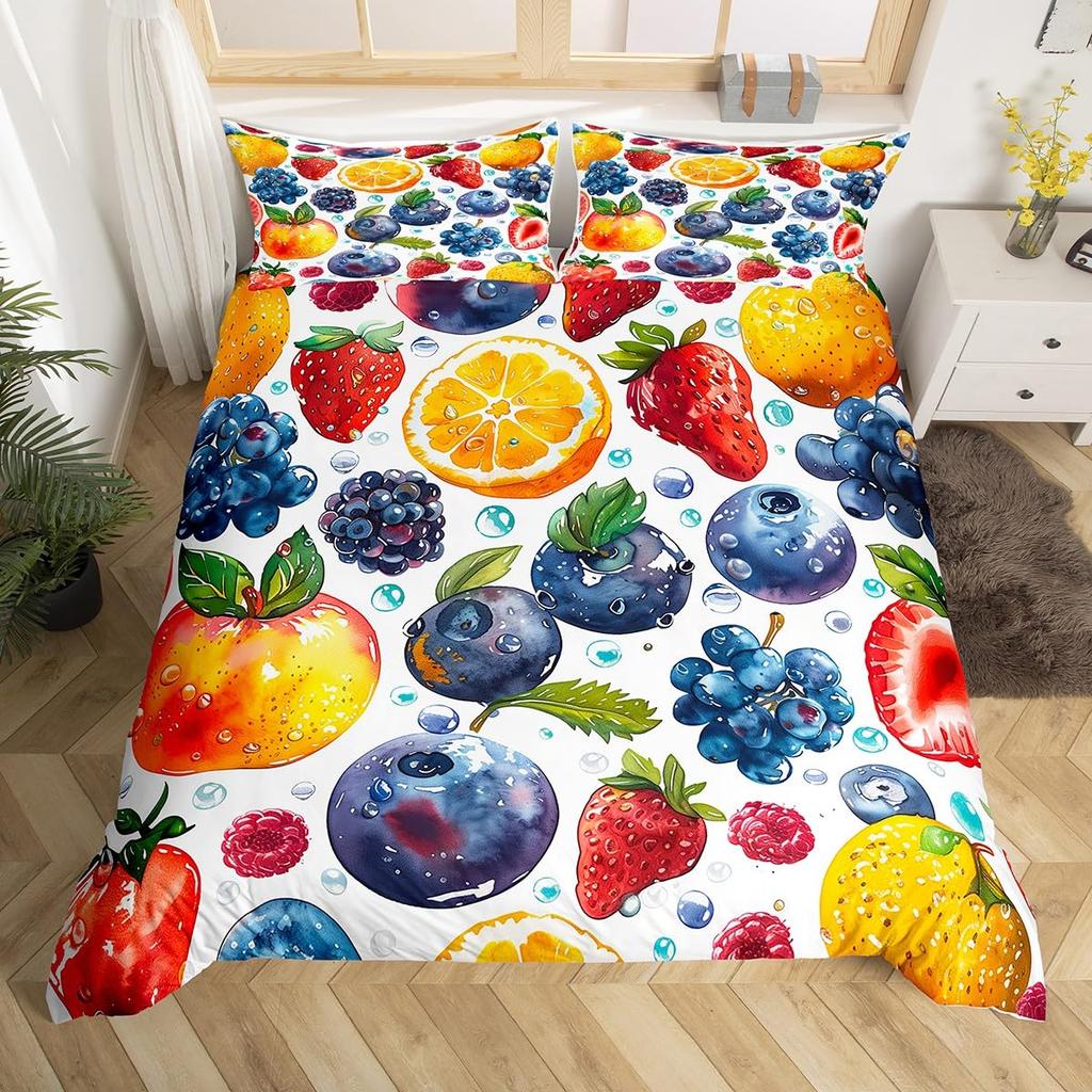 Blueberries Duvet Cover Sets Queen King Lightweight Quilt Covers Bedroom Decor Farmhouse Summer Fruits Bedspread Covers No Quilt