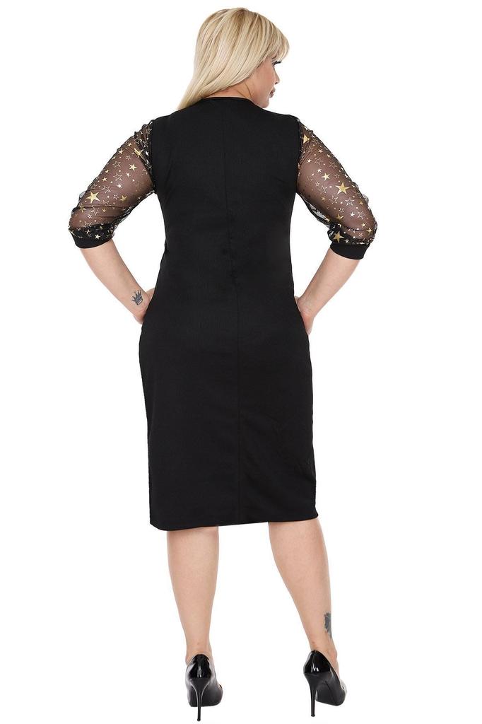 Женское платье большого размера Платье со звездами и рукавами 3D-0022
