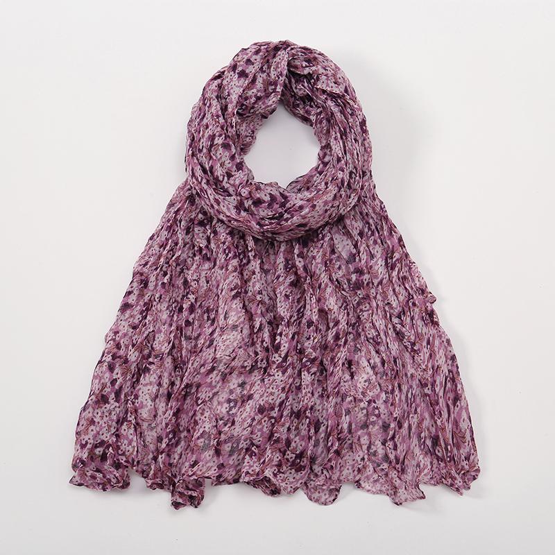 Новые мусульманские хиджабы из жатой ткани с цветочным принтом из хлопка и вискозы для женщин, длинные шали, платки на голову, обертывания, фолард, исламский тюрбан, повязка на голову, бандана