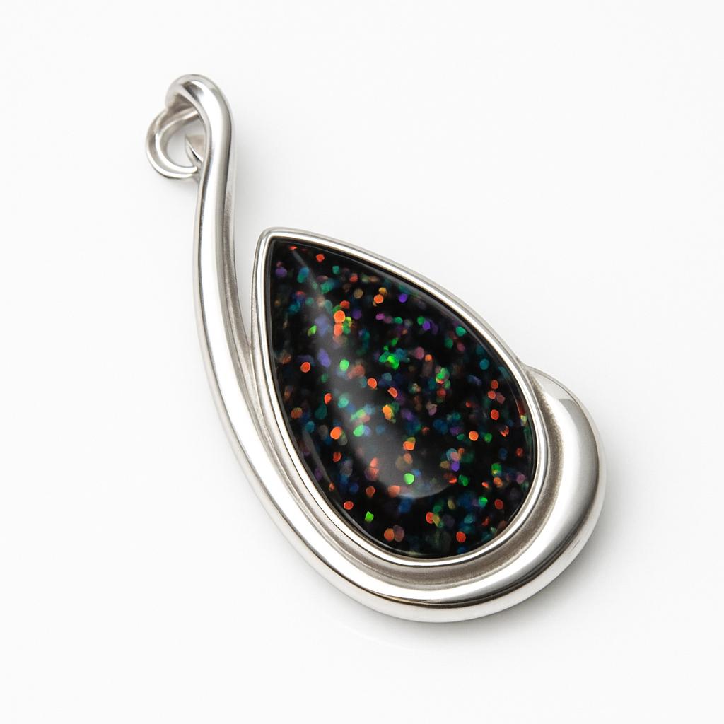 Natural Multicolor Opal 30.90 Ct 925 Sterling Silver Pear Cut Pendant CERTIFIED