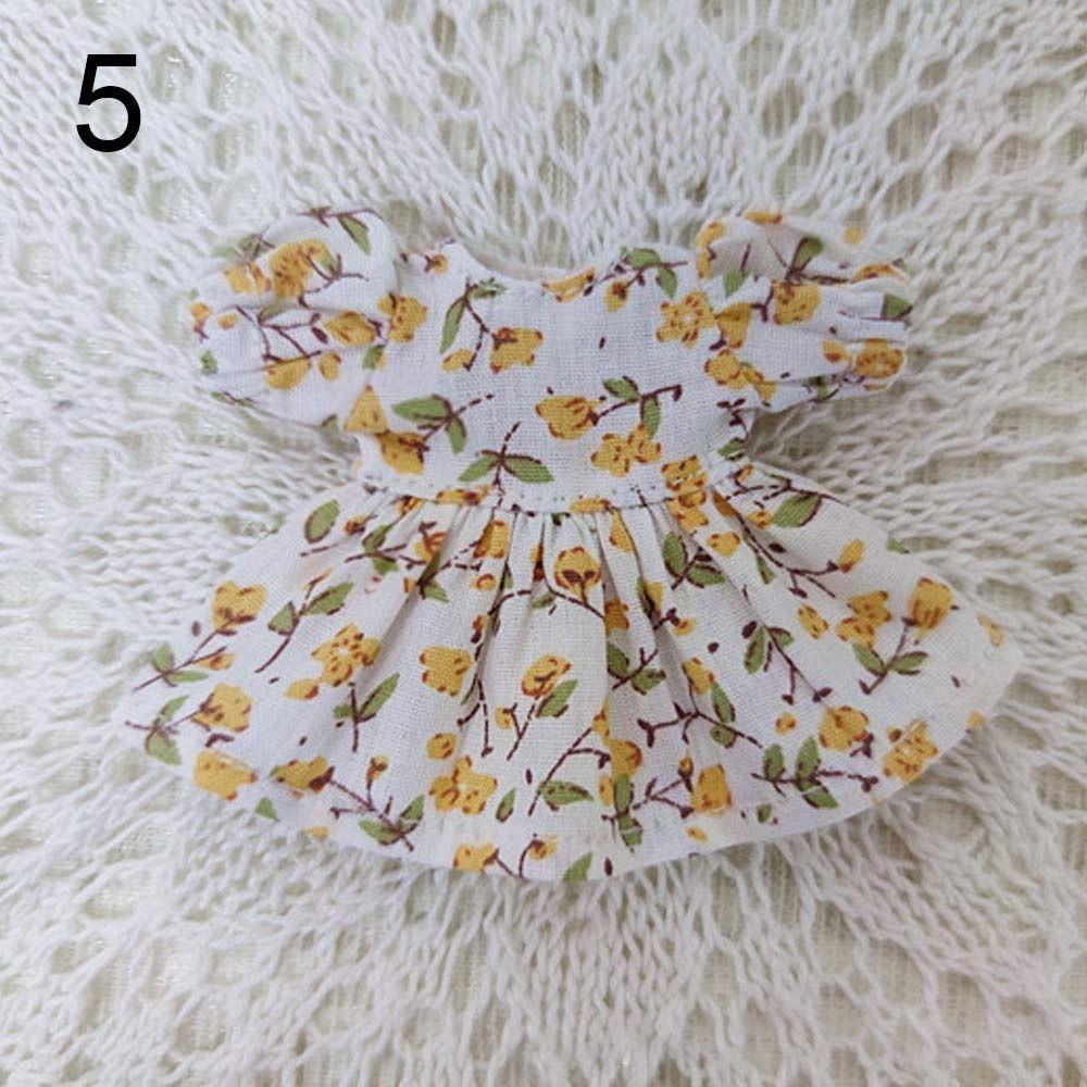 Для кукол 1/11OB11 Кукольная юбка Одежда Ручная работа Платья с принтом Наряды с коротким рукавом Кукольный топ