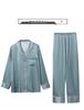 Silk Couple Pajamas Set: Long Sleeve, Plus Size, Spring/Autumn, Men's & Women's Ice Silk Homewear.