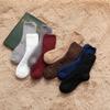 Men's Coral Fleece Mid-Tube Floor Socks - Solid Color for Autumn and Winter Sleeping