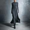 Осень Новые Женские Платья Однотонное Элегантное Платье-запа́х Длинное с Декором Длинный Рукав